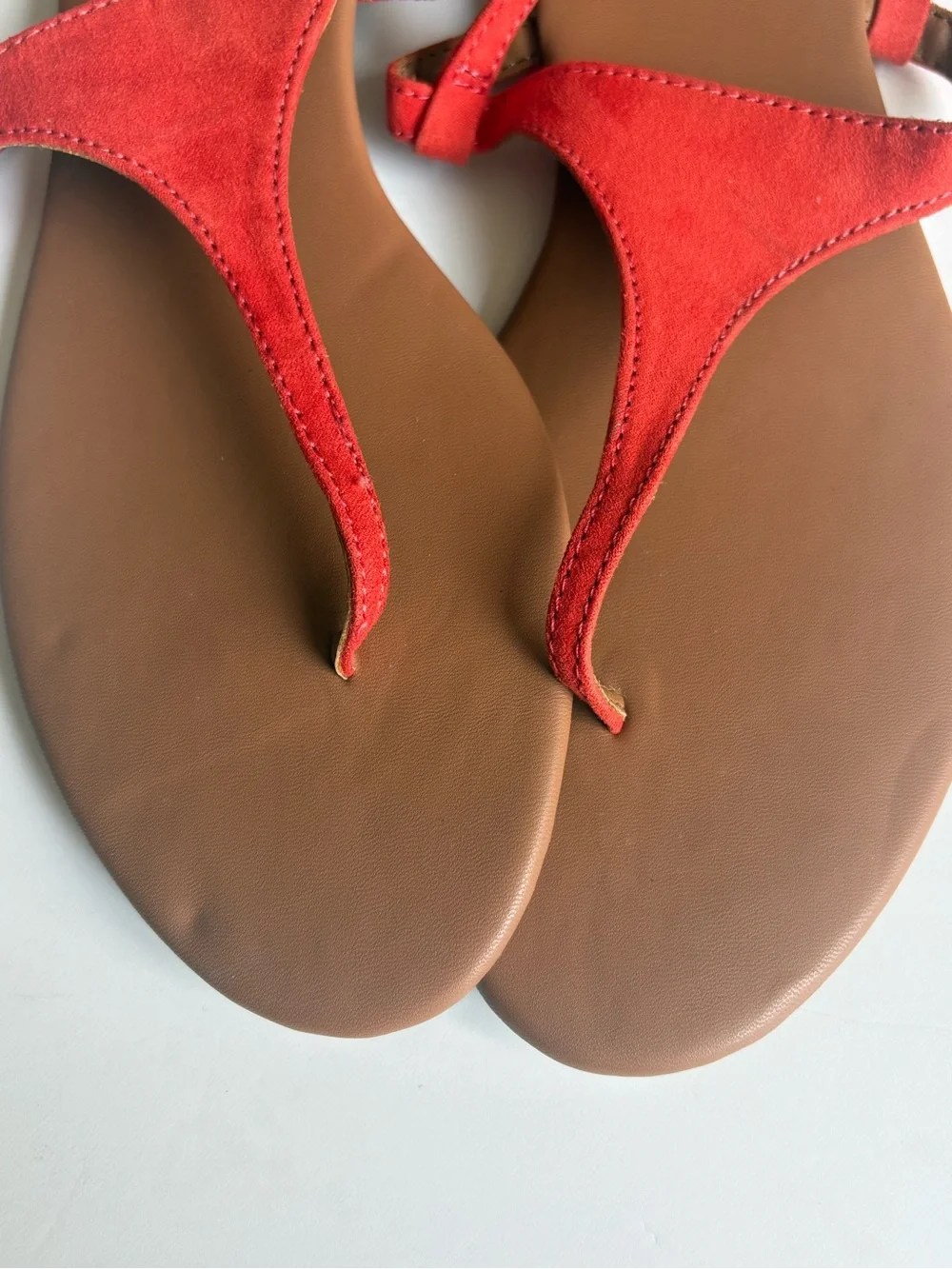 H&M Red/Orange T-Strap Slingback Sandals